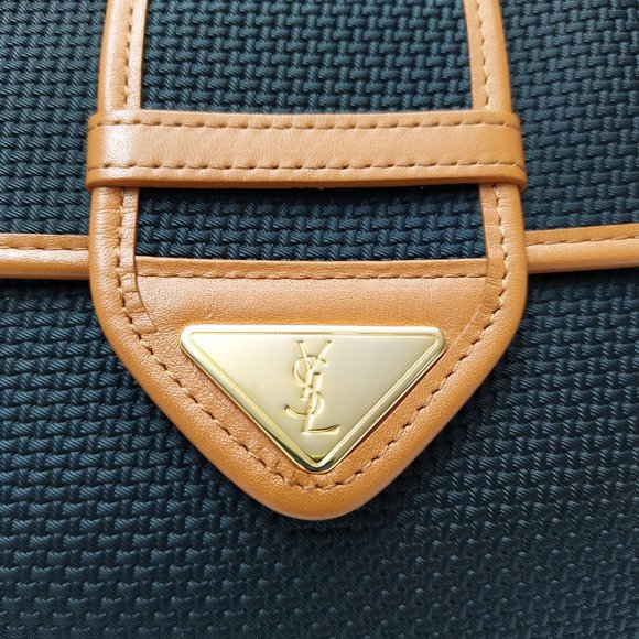 Authentic YSL - Yves Saint Laurent clutch bag Vintage PVC leather black/ brown - Picture 2 of 15